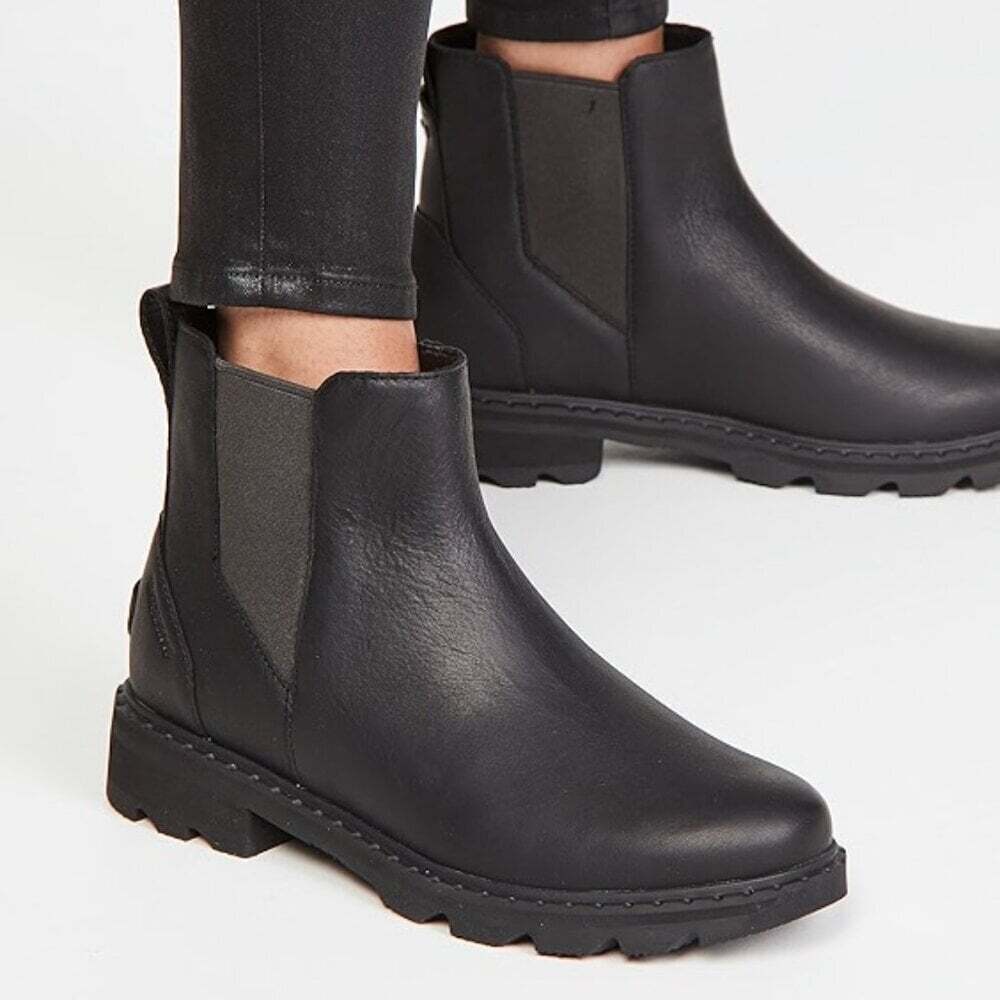 Sorel Lennox Daytona Chelsea Ankle Boots Womens Size 8.5 Black Leather Neutral